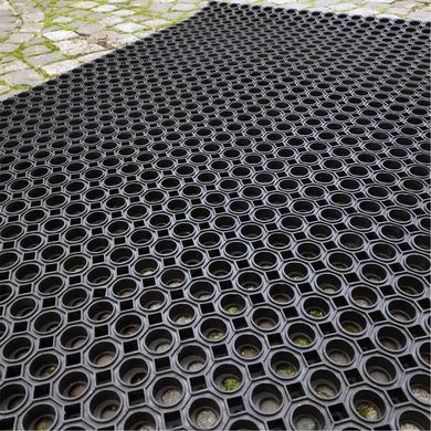 Гумовий комірчатий сота килимок 1000х1500х22мм, чорний ОКТАГОН